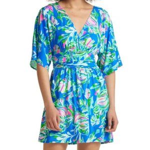Lilly Pulitzer Parigi Knit Skort Romper Blue Flare Fancy Fins Size Medium